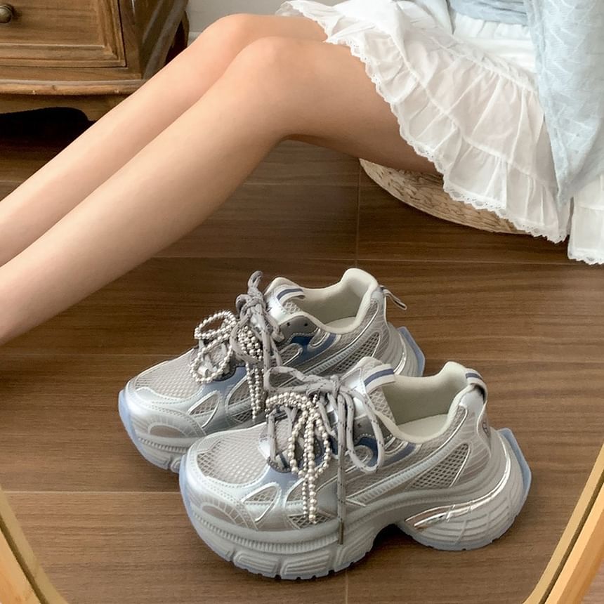 Sneakers Mesh Lace-Up Platform