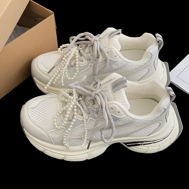 Sneakers Mesh Lace-Up Platform