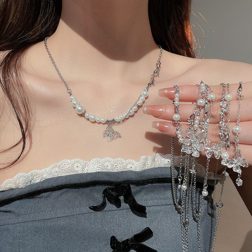 Choker Alloy Pearl Faux Designs) Pendant (Various