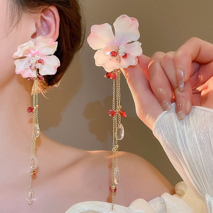 Alloy Floral Designs) Fabric Dangle Earring (Various