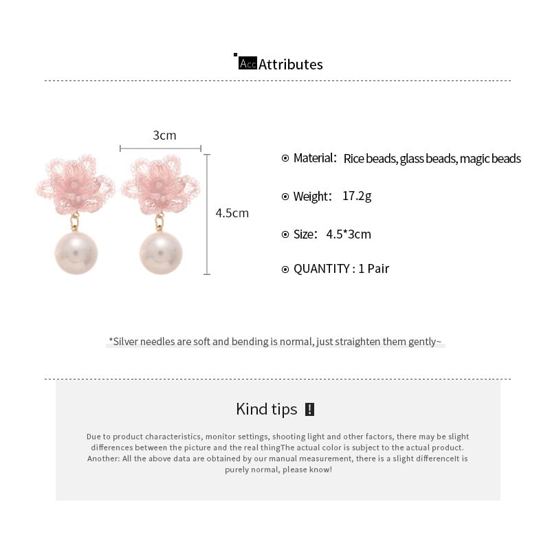 Alloy Faux Pearl Floral Bead Earring Drop