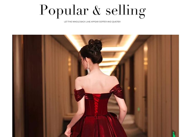 Evening Glitter Short-Sleeve Maternity Gown Ruched Off-Shoulder A-Line