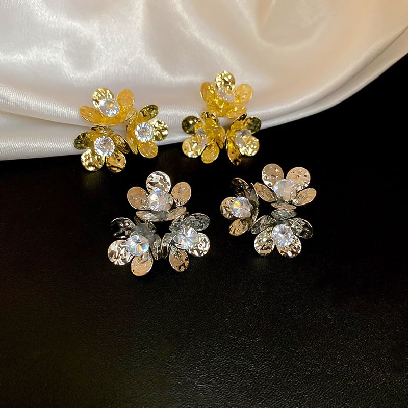 Alloy Floral Earring Rhinestone Statement