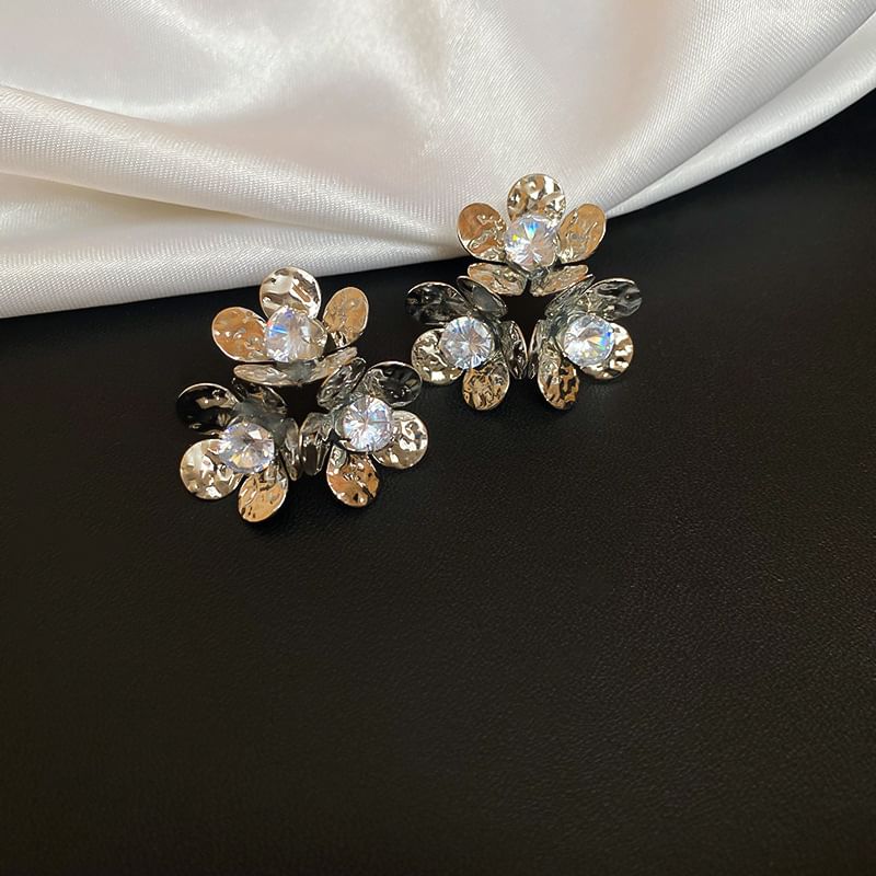 Alloy Floral Earring Rhinestone Statement