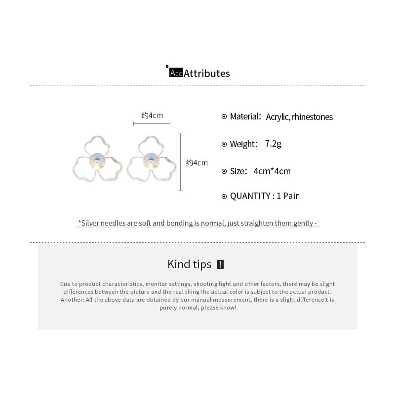 (Various Rhinestone Designs) Floral Acrylic Earring Statement