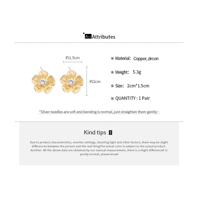 Floral Rhinestone Earring Statement Alloy