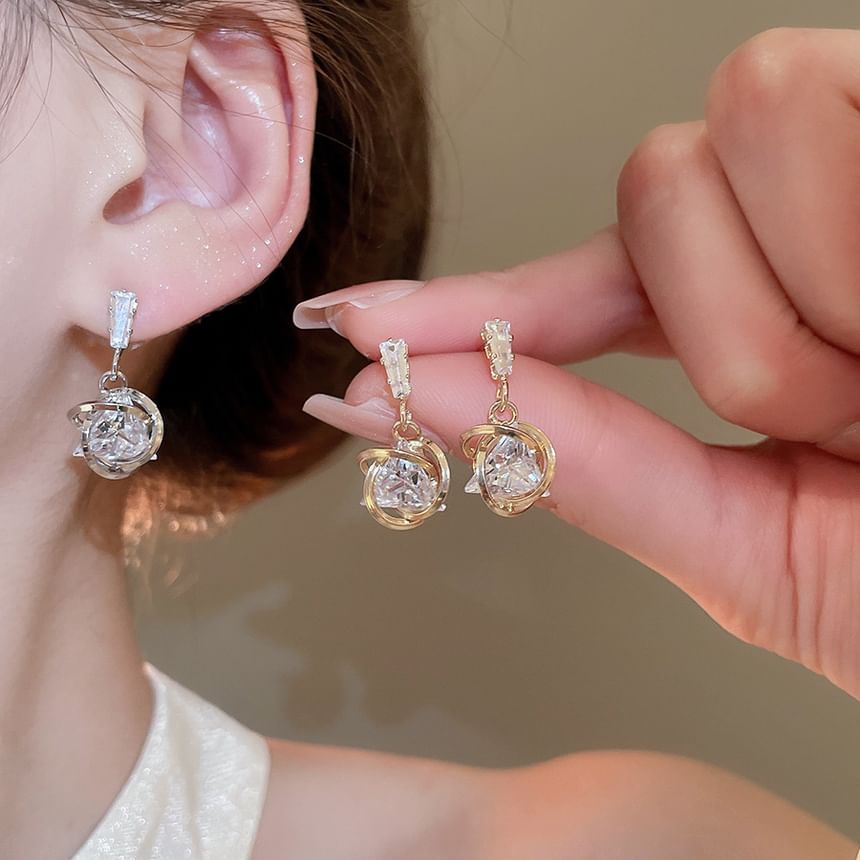 Drop Rhinestone Earring Alloy