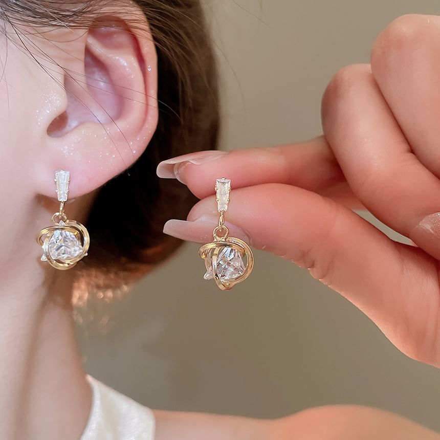 Drop Rhinestone Earring Alloy