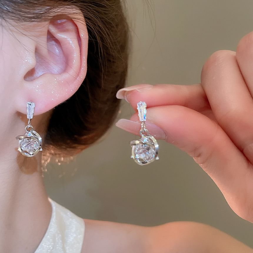 Drop Rhinestone Earring Alloy