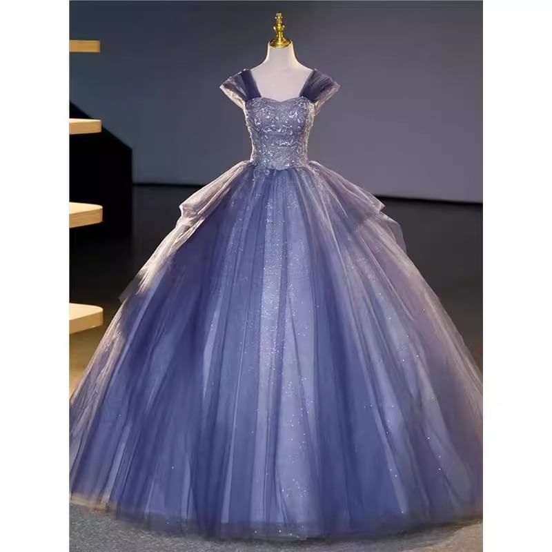 Off-Shoulder Gown Ball Short-Sleeve Sequin