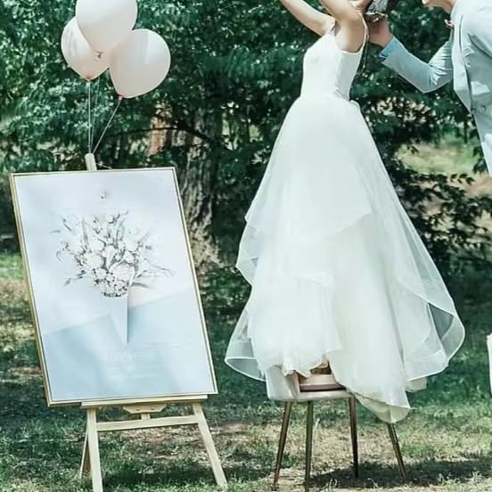 A-Line V-Neck Strap Gown Spaghetti Wedding Plain