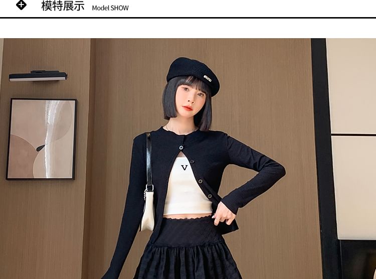 A-Line Trim Skirt Plain Mini High Waist Lace