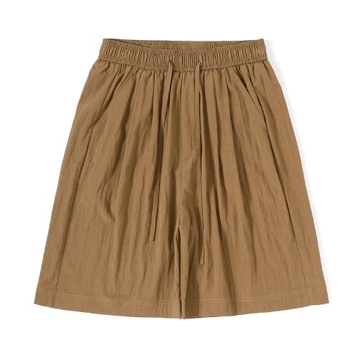 Plain Shorts Waist Drawstring