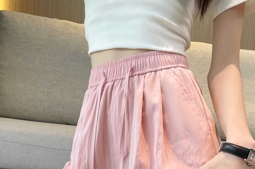 Plain Shorts Waist Drawstring