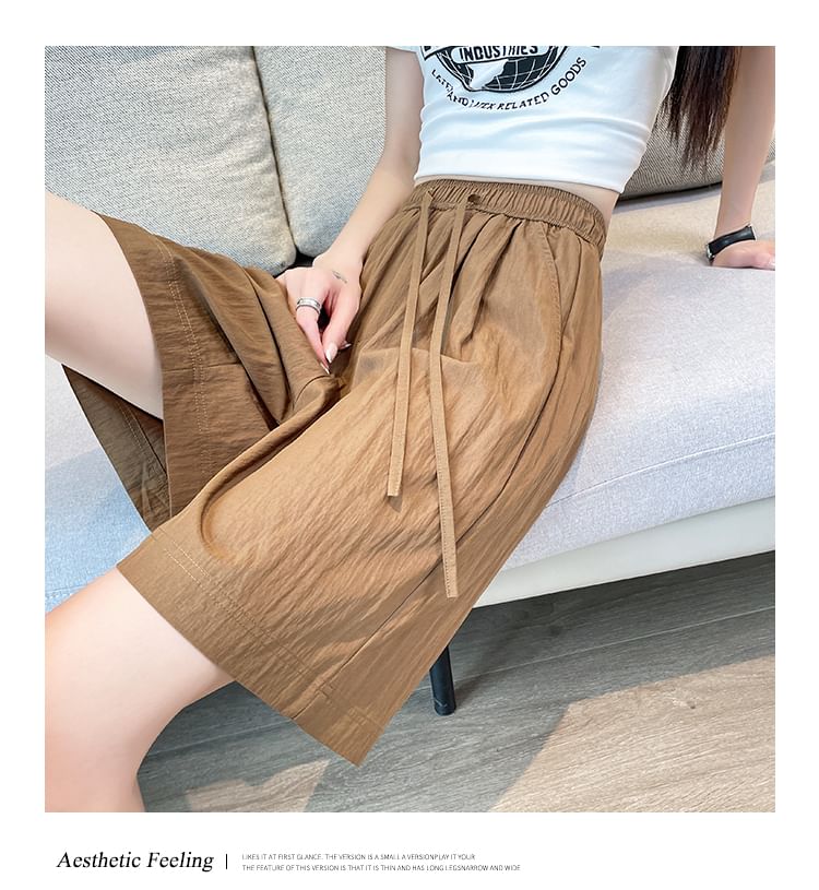Plain Shorts Waist Drawstring