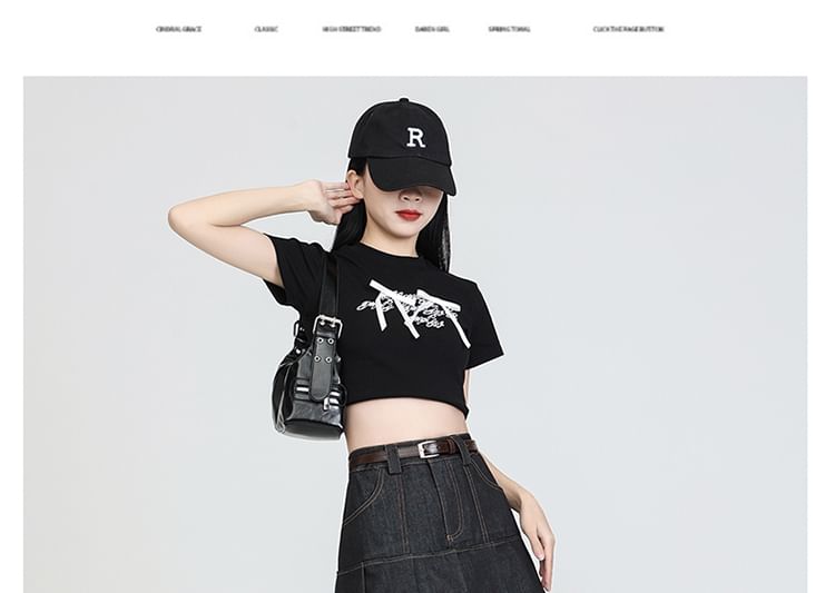 Denim Waist Lace Pleated Trim High Skort