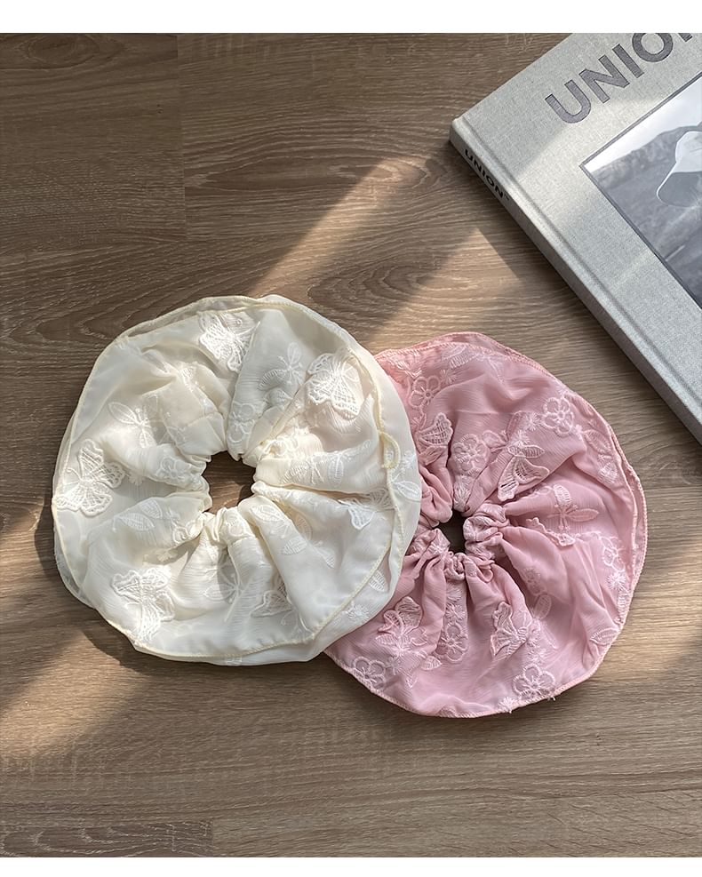 Butterfly Embroidered Scrunchie