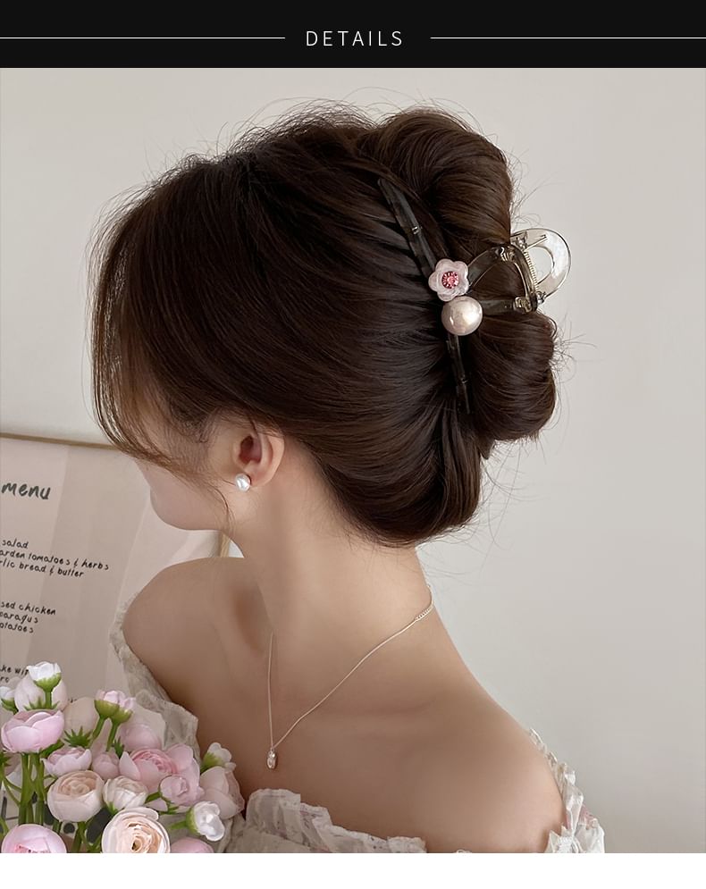 Faux Claw Flower Hair Pearl Acrylic
