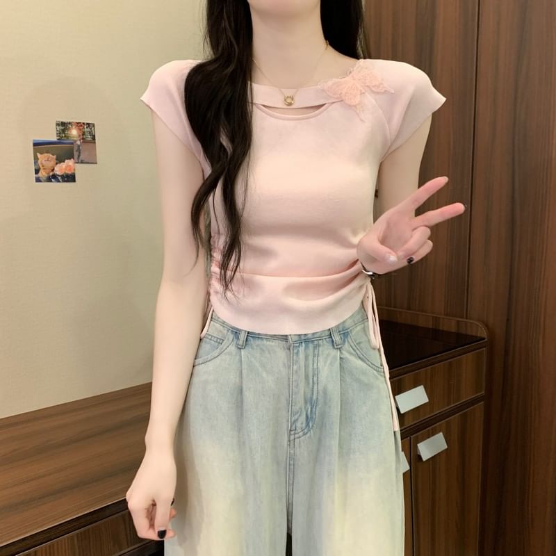 Butterfly Short-Sleeve Plain Tee Accent