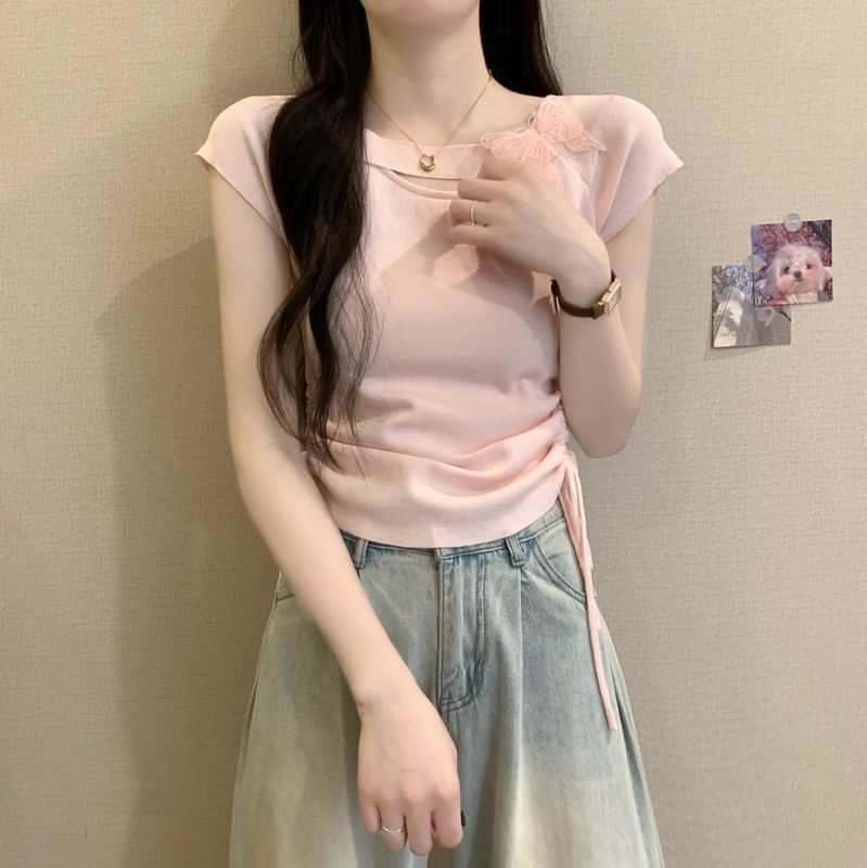 Butterfly Short-Sleeve Plain Tee Accent