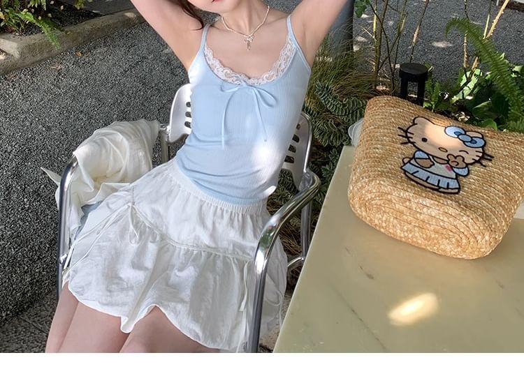 Lace Crop Top Camisole Plain Trim