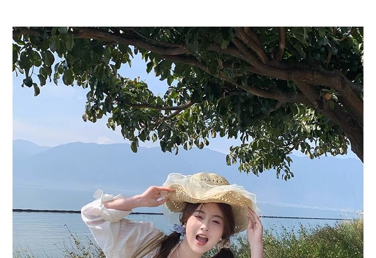 Lace Crop Top Camisole Plain Trim