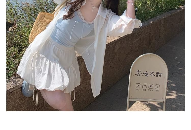 Lace Crop Top Camisole Plain Trim