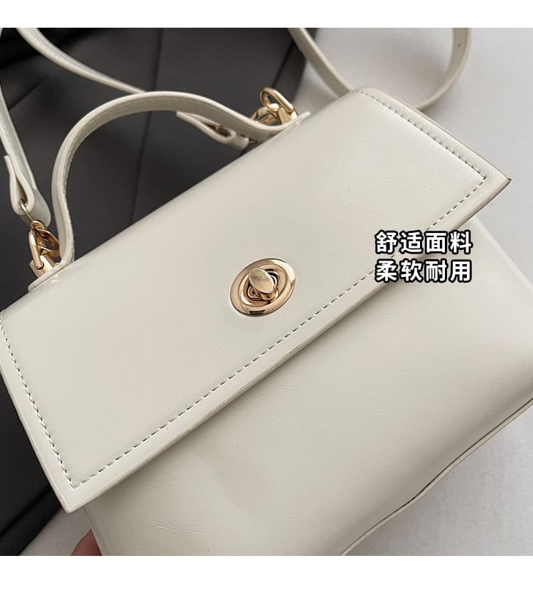 / Set Lock Bag Flap Faux Leather Crossbody Charm Handle Twist Top