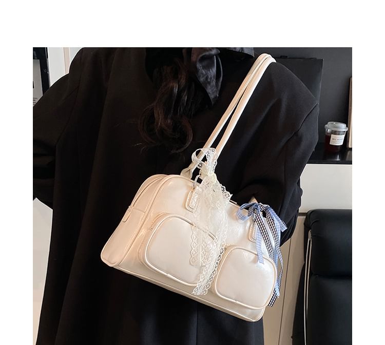 Leather Faux Plain Bowler Bag