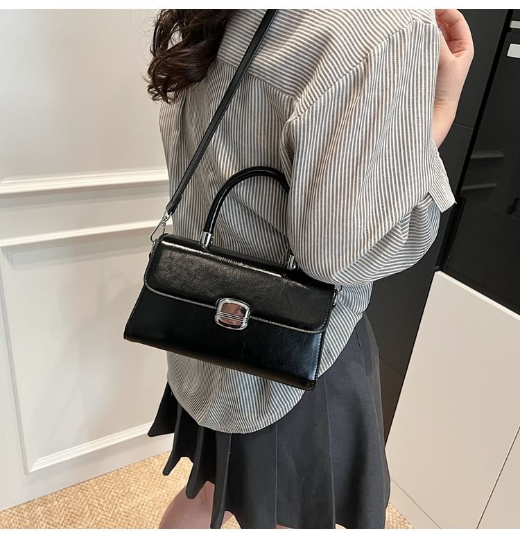 Handle Bag Top Leather Crossbody Flap Faux Plain