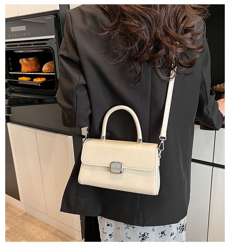 Handle Bag Top Leather Crossbody Flap Faux Plain