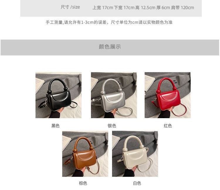 Leather Faux Crossbody Handle Plain Top Bag