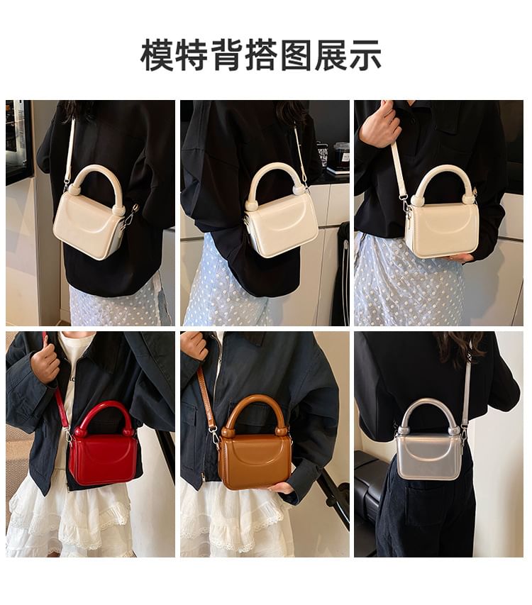 Leather Faux Crossbody Handle Plain Top Bag