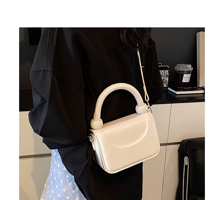 Leather Faux Crossbody Handle Plain Top Bag