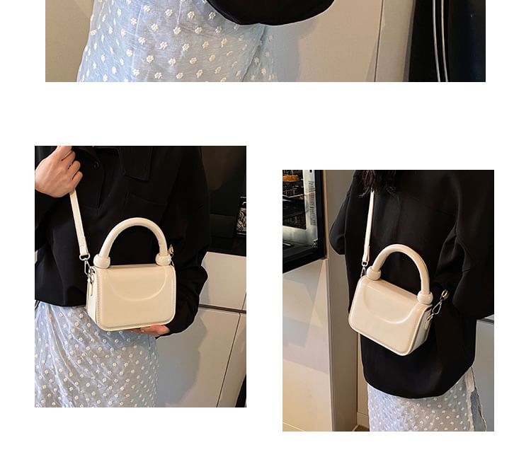 Leather Faux Crossbody Handle Plain Top Bag