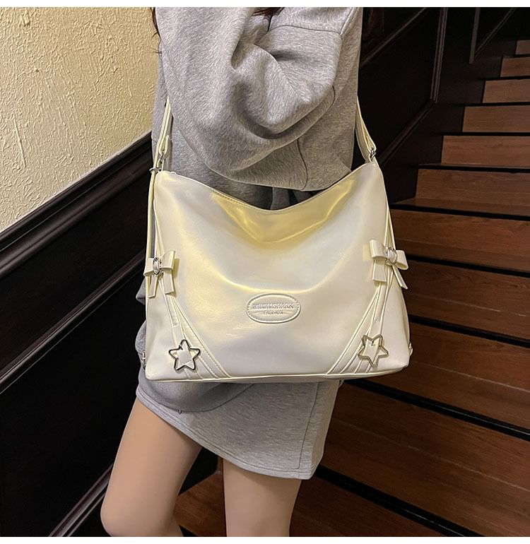 Leather Bow Faux Star Bag Crossbody Buckled