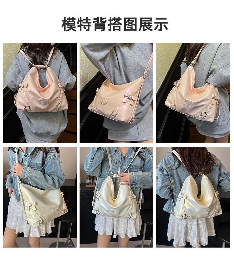 Leather Bow Faux Star Bag Crossbody Buckled