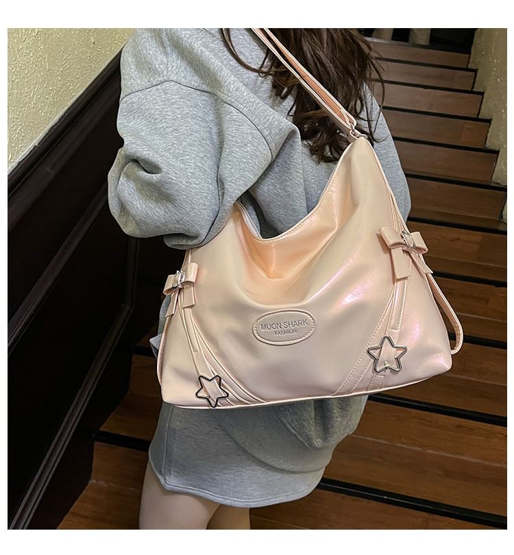 Leather Bow Faux Star Bag Crossbody Buckled