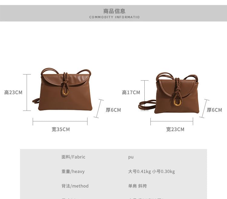 Flap Leather Bag Plain Crossbody Knot Faux