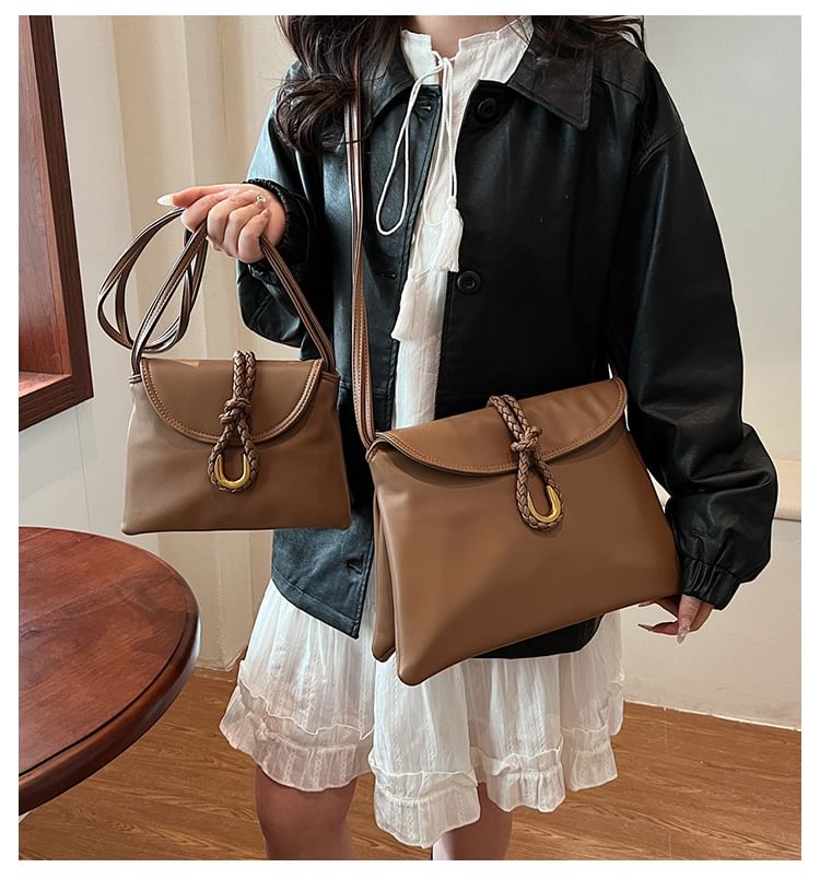 Flap Leather Bag Plain Crossbody Knot Faux