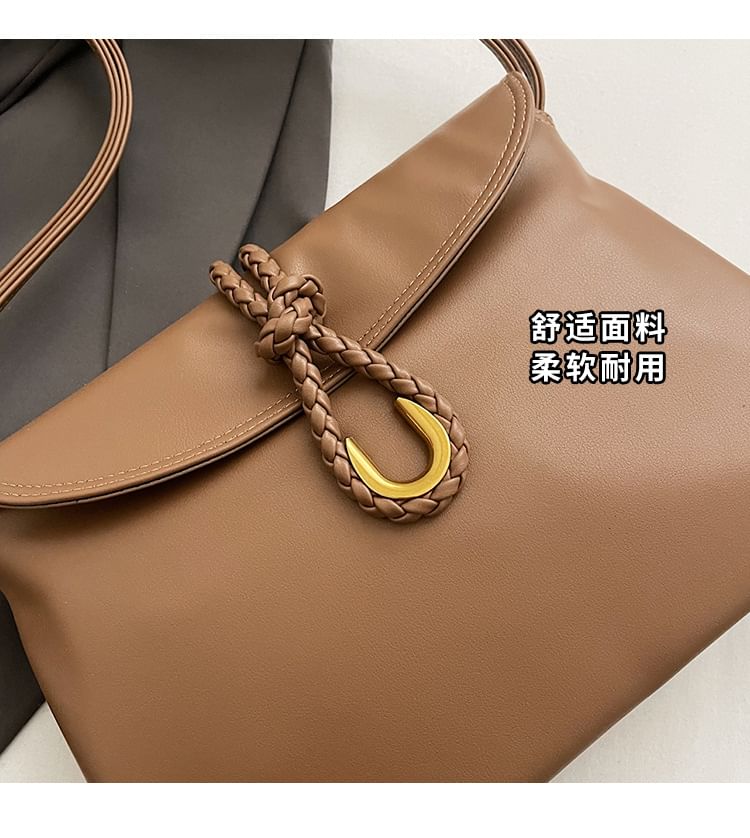 Flap Leather Bag Plain Crossbody Knot Faux