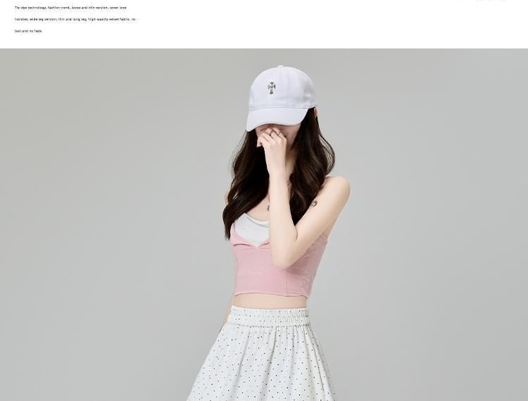 A-Line High Skirt Dotted Midi Lace Waist Panel