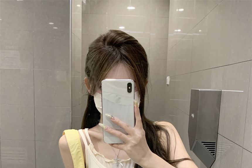 Edge Lettuce Scoop Neck Two Crop Mock Top Two-Piece Camisole Tone