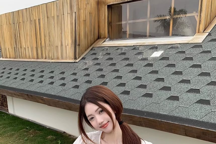 Blouse Panel Short-Sleeve Tie Layered Front Lace Notch Plain Neck