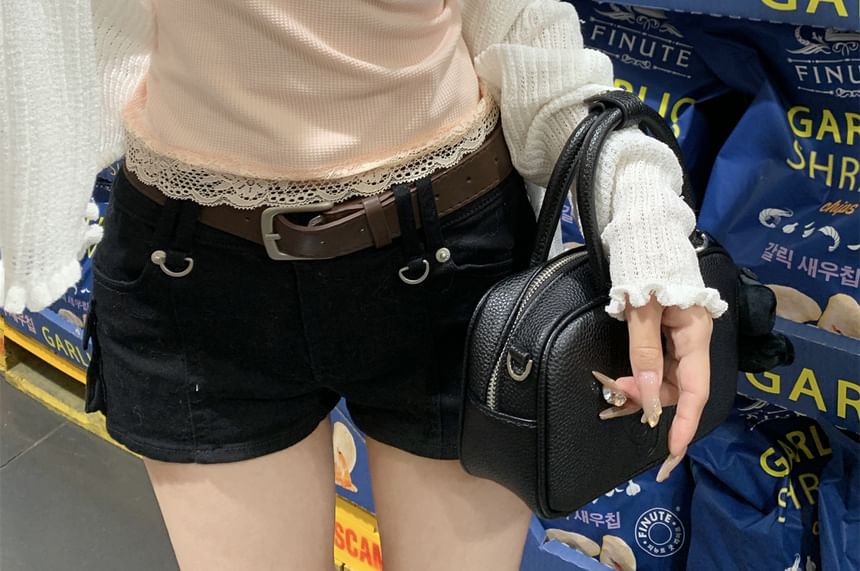 Scoop Fit Top Accent Crop Tank Neck Lace Panel Slim Bow