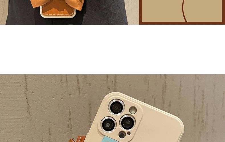 with Case Holder Bow Phone Lanyard Leather Faux Card