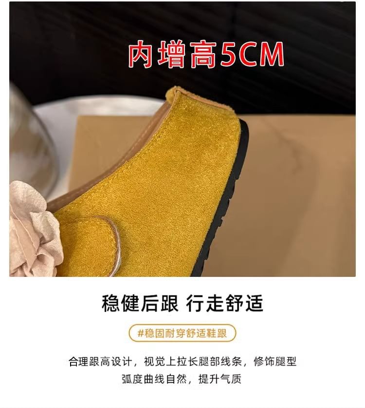 Mary Leather Jane Accent Wedge Mules Floral Genuine Hidden