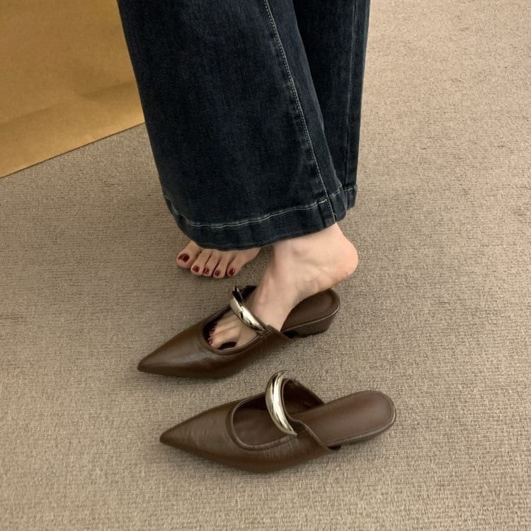Wedge Jane Mary Pointed Toe Mules