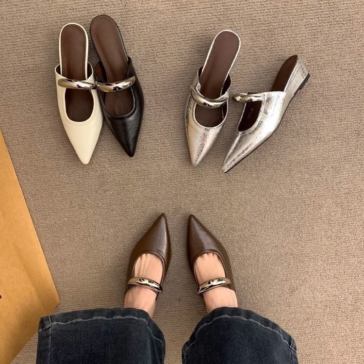 Wedge Jane Mary Pointed Toe Mules