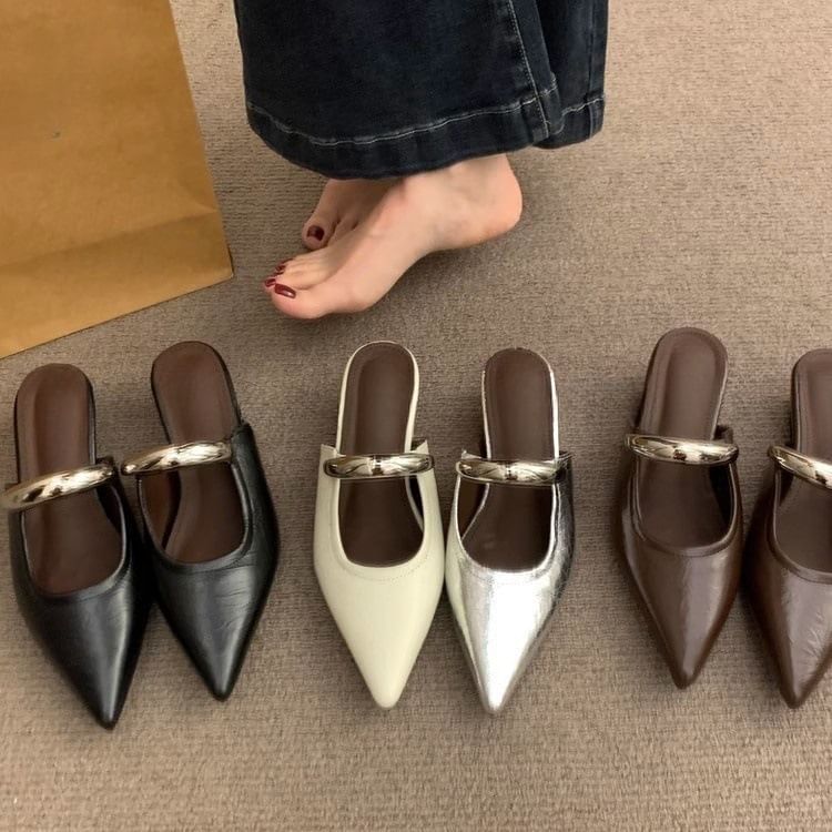 Wedge Jane Mary Pointed Toe Mules
